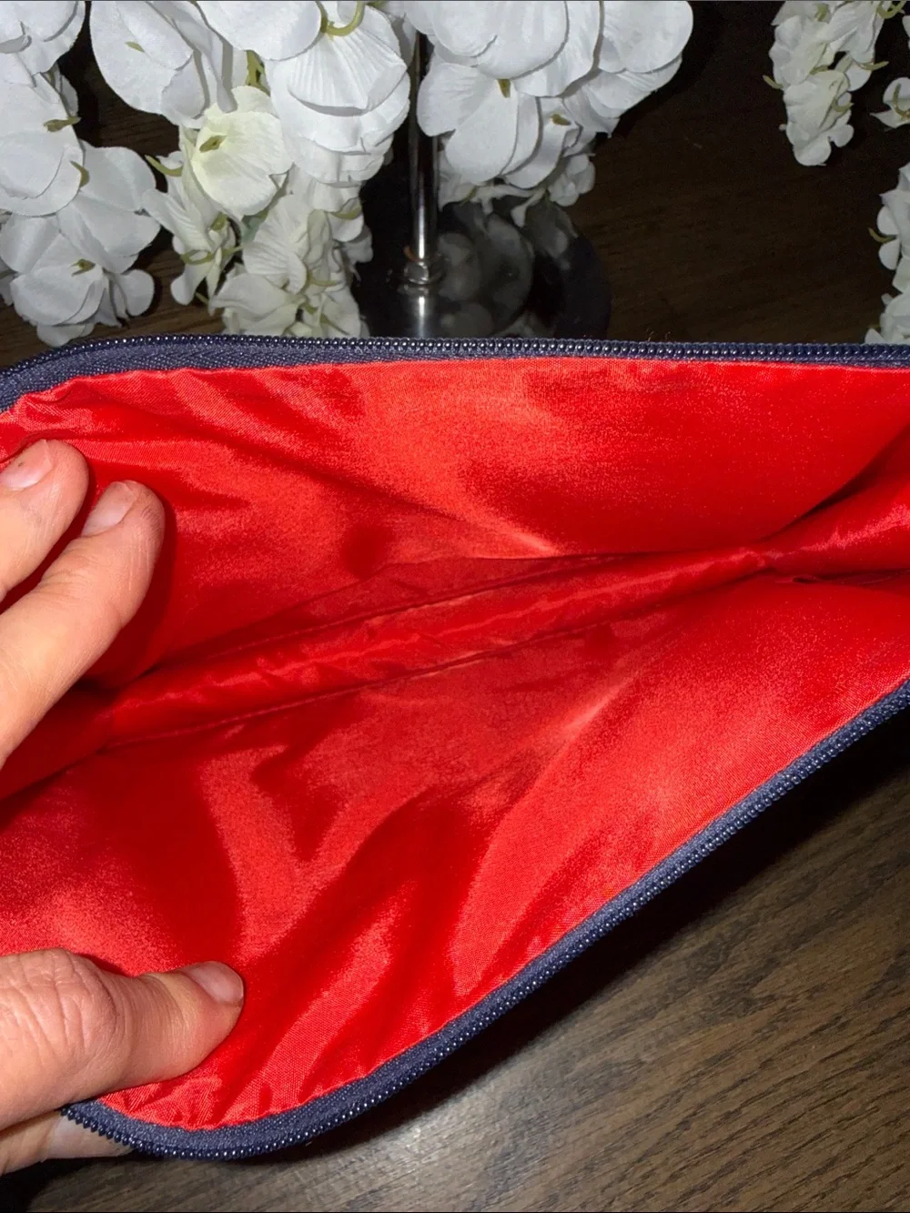 Estee Lauder Red and Navy Patent Cosmetic Pouch by Lisa Perry